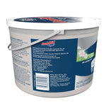 Angled rear-side view of DampRid hi-capacity tub with barcode and distribution information