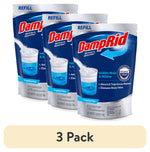 Three DampRid fragrance-free moisture absorber refill pouches shown together with packaging artwork and a “3 Pack” label below