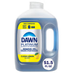 Large Dawn Platinum refill jug with blue liquid, Clean Lemon label and 51.5 fl oz badge