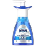Single blue Dawn Platinum Foam dishwashing pump bottle with white pump and label visible