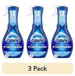 Three Dawn Platinum Plus Powerwash dish spray bottles arranged side by side with a 3 Pack label beneath.