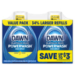 Value pack of two Dawn Platinum Plus Powerwash lemon-scent refill bottles in branded cardboard sleeve with “Save up to $3” callout.
