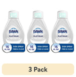 Three clear Dawn Platinum Powerwash refill bottles labeled 16 fl oz dish spray displayed on white background