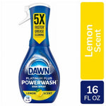 Front-facing Dawn Platinum Plus Powerwash lemon-scent dish spray bottle with label