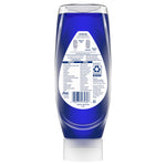 Back label of an upside-down Dawn Platinum Plus PowerSuds bottle showing ingredient and barcode panel