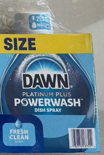 Wrapped Dawn Platinum Plus Powerwash box front with visible logo, 'fresh clean' scent badge and barcode at bottom.