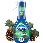 Dawn Platinum Plus Powerwash Fresh Pine bottle with pinecones and pine sprigs on white background