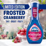 Dawn Powerwash limited edition frosted cranberry bottle with decorative cranberries and a headline reading 'Frosted Cranberry'