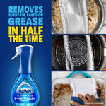 Dawn Platinum Plus Powerwash spray bottle with text claiming it removes burnt-on grease and cleaning photos