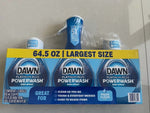 Shrink-wrapped Dawn Platinum Plus Powerwash multipack box showing three bottle fronts and yellow size banner.
