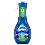 Single blue Dawn Platinum Plus Powerwash spray bottle with white trigger and Gain label on a white background