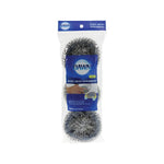 Clear retail bag of three Dawn steel mesh scrubbers with blue Dawn label and product photo