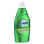 Tall green Dawn Ultra antibacterial dish soap bottle shown upright with visible front label