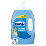 Large Dawn Ultra refill-style dishwashing liquid jug in blue with duckling graphic and 70 fl oz label