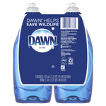 Rear view of two Dawn Ultra bottles in a pack showing product back label, barcode and regulatory text