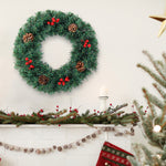 24-Inch Artificial Christmas Wreath with Pine Cones, Red Berries, and Frosted Tips for Holiday Decoration – view 2