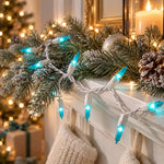 Indoor/Outdoor 100-Count LED Mini Christmas String Lights, Teal, White Wire, 19.5', by Holiday Time – view 3