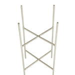 Isolated metal X-frame stand for a planter, shown from above on a white background