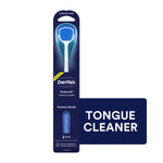 DenTek Orabrush tongue cleaner in retail blister pack with blue scraper head and navy branded backing