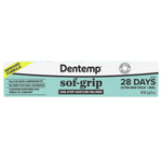 Dentemp Sof-Grip product box showing teal and white packaging with 28 days claim
