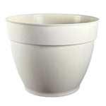 Cream-colored recycled plastic planter shown on white background, rounded tapered shape