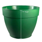 Green Jacinto planter shown front-facing with a vertical measurement line and 7.9" height label overlaid