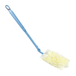 Blue extendable duster pictured diagonally with folded yellow duster head on white