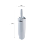 White contour toilet brush and holder on a white background with dimensions annotated: 13.78 in height and 3.94 in width