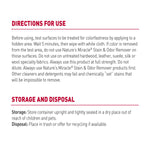 Close-up product label text panel titled Directions for Use and Storage and Disposal instructions in red headings