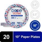 Dixie Ultra limited edition 10-inch paper plate with red, white and blue firework border and brand label