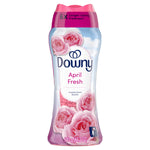 Full product shot of a Downy April Fresh laundry scent booster bottle on a white background.