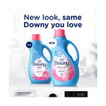 Comparison image showing old and new Downy bottle designs with headline 'New look, same Downy you love'.