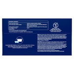 Back panel of Downy BALANCE packaging showing ingredients, usage warnings, and icons on a dark blue background.