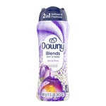 Studio product shot of Downy Blends Spring Peony scent booster bottle on white background