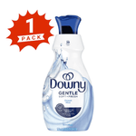 Downy Gentle Ocean Mist fabric softener bottle alongside a red '1 PACK' burst graphic on white