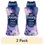 Two Downy Calm lavender & vanilla bean laundry scent booster bottles shown side by side with 24 oz label