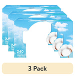 Three Sky-blue Downy Cool Cotton dryer sheet boxes arranged in a staggered pack view.