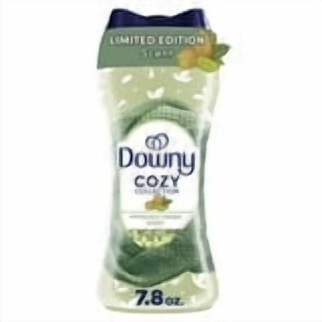 Tall Downy Cozy in-wash scent booster beads bottle with pistachio cream imagery and visible 7.8 oz mark