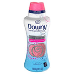 Tall Downy Fresh Protect in-wash scent beads bottle with blue-to-white gradient and pink cap, April Fresh branding