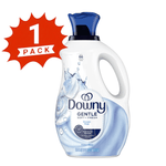 Front view of a Downy Gentle Ocean Mist liquid fabric softener bottle with blue cap and a red '1 PACK' badge