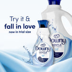 Two Downy Gentle Ocean Mist bottles, a trial and a larger size, with text ‘Try it & fall in love’.