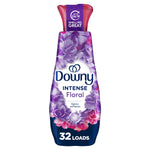 Single Downy Intense Floral fabric softener bottle with purple floral packaging and 32 loads label