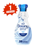 Downy Gentle Soft + Fresh Ocean Mist fabric softener bottle showing '39 loads' text and a red '1 PACK' badge