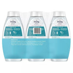 Back view of three Downy Rinse & Refresh bottles showing usage instructions and ingredients