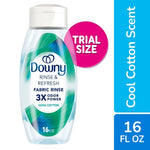 Downy Rinse & Refresh Cool Cotton trial‑size bottle showing label and 16 fl oz callout on white background