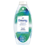 Clean studio shot of a Downy Rinse & Refresh Cool Cotton bottle showing the front label and product graphics.