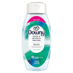 Full front view of Downy Rinse & Refresh Cool Cotton fabric rinse bottle labeled 3X odor power, 16 fl oz
