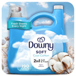 Blue Downy Soft Cool Cotton jug with cotton imagery and clouds on a light blue background