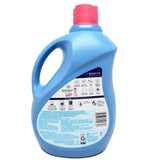 Rear view of blue Downy Ultra April Fresh bottle showing usage instructions, icons and product information label