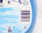 Close-up of the Downy Ultra April Fresh bottle barcode area with recycling, SmartLabel and small text details